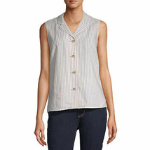 Liz Claiborne Women&#39;s Sleeveless Faux Linen Blouse XX-LARGE Flax Stripe New - £18.79 GBP