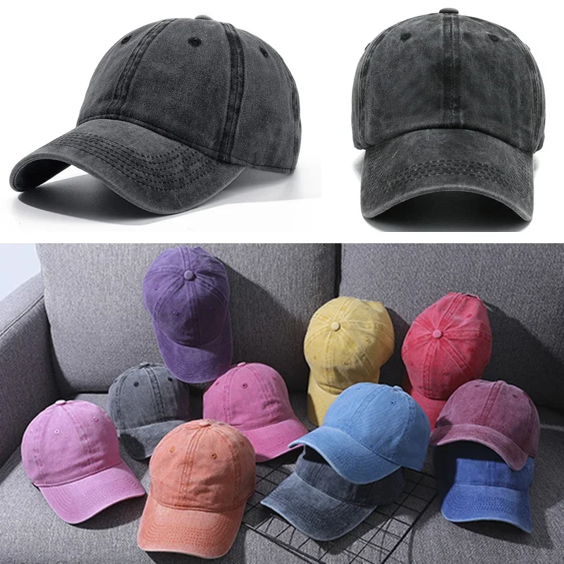 Washed Cotton Vintage Baseball Cap Women Men Solid Color Sun Hat Snapbac... - £11.85 GBP+