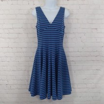 Peter Som Design Nation Dress Womens 4 Blue Striped Sleeveless V Neck Ci... - $24.99