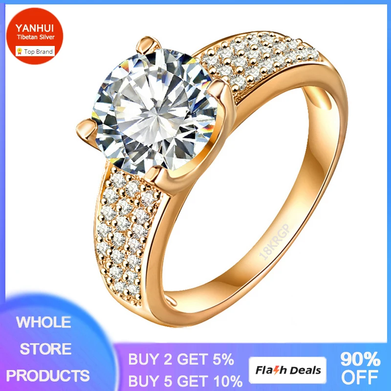 Allergy Free Pure Yellow GolTibetan Silver Rings Solitaire 2ct 5A Cubic Zircon R - £13.68 GBP