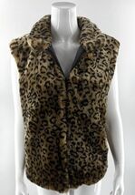 Giacca Reversible Vest Size Large Brown Black Animal Leopard Print Faux ... - $49.50