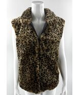 Giacca Reversible Vest Size Large Brown Black Animal Leopard Print Faux ... - $908.03 MXN