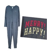 Victorias Secret PINK Thermal Holiday Merry Happy Drawstring Pajama Gray... - $49.49