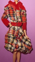 Barbie Doll Vintage 1972 MOD Madras Fashion Belt Plaid Coat Dress #3485 - £47.40 GBP
