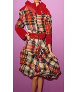 Barbie Doll Vintage 1972 MOD Madras Fashion Belt Plaid Coat Dress #3485 - £47.90 GBP