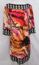 Chequer Dress Boat Neck Shift Bell Sleeve Psychedelic Animal Spike Print... - £22.65 GBP