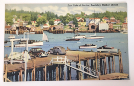 Boothbay Harbor Maine ME Postcard 1942 East Side of Harbor Boat Dock - $7.00