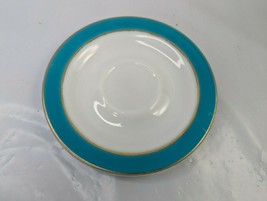 Pyrex Teal Blue Gold Stripe Plate Saucer 6.25 Inch #2 - $4.95