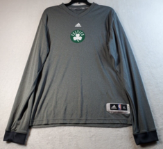 adidas Boston Celtics T Shirt Mens XL Gray 100% Polyester Long Sleeve V Neck - £16.15 GBP