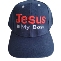 JESUS IS MY BOSS Hat Cap Navy Embroidered Adjustable One Size Baseball C... - £7.77 GBP