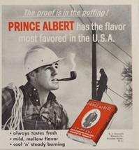1961 Print Ad Prince Albert Tobacco Lineman Smokes a Pipe R.J. Reynolds - $14.86