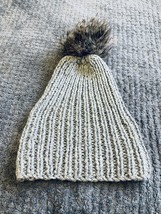 Wool Handmade Grey Beanie Hat Onesize Kids&amp;adults - £9.84 GBP