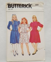 Girls Dress Semi Fitted Slightly Flared Size 10 Butterick 6036 Low Waisted  - $14.99