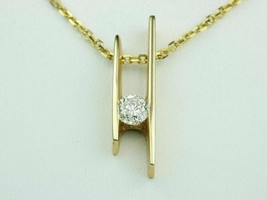 2Ct Round Cut Real Moissanite Solitaire Pendant 14K Yellow Gold Plated - £195.22 GBP