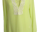 Sz 0 CHICO&#39;S Embellished Twinset Top Attached Cami Tank Soft Lime Green New - $29.69