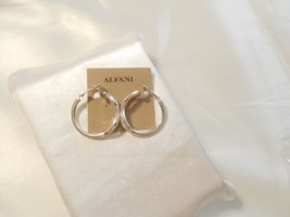 Alfani 1- 3/8 &quot; Silver Tone Simulated Diamond Infinity Leverback Hoops  R963 $32 - $16.31