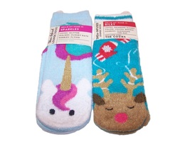 Bath and Body Works Shea Lounge Socks 2 Pair Set -  Reindeer &amp;  Unicorn - £23.58 GBP