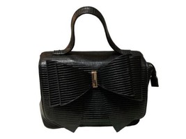 LIKE DREAMS Black front bow vegan leather women&#39;s satchel Handbag - £6.87 GBP