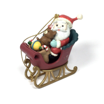 Lustre Fame Santa Claus in Sleigh Christmas Ornament Vintage 1992 - £7.86 GBP