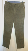 L.L. BEAN MEN'S OLIVE STRETCH CORDUROY PANTS-33X34-COTTON/SPANDEX-WORN 1 - $14.99