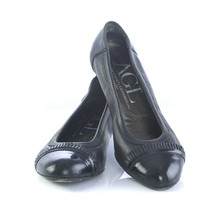 AGL Attilio Giusti Leombruni Black Leather Ballet Flats Cap Toe Shoes 37... - $42.47