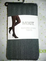 Mixit Women&#39;s Texture Stripe Tights Size Small Gray 1 Pair NEW   - £13.95 GBP