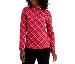 Karen Scott Womens S New Red Amore Plaid Long Sleeve Turtleneck Top NWT ... - $18.61