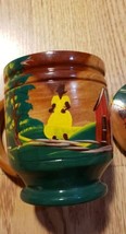 Hand Painted Wood Cup With Lid And Handle From Haiti - £10.11 GBP