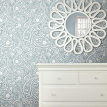 Roommates Rmk11581Rl Light Blue Paisley Prince Peel And Stick Wallpaper - £36.98 GBP