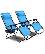 2 Pieces Folding Lounge Chair with Zero Gravity-Light Blue - Color: Ligh... - £138.85 GBP
