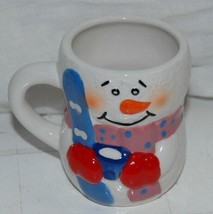 BAY ISLAND Ceramic Christmas Snowman Coco Coffee Cup Mug Green Red Blue - £7.89 GBP