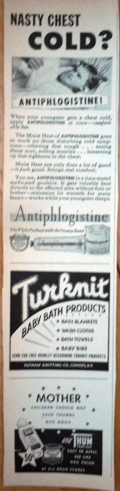 Antiphlogistine &amp; Turknit Baby Bath Small Magazine Advertising Print Ad ... - $3.99