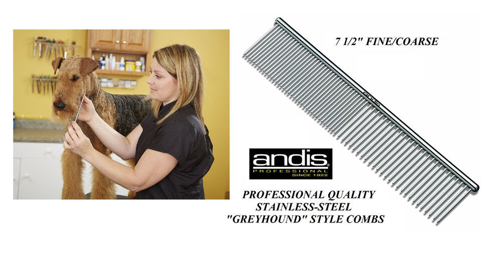 ANDIS STAINLESS STEEL 7.5&quot; FINE COARSE Greyhound Style COMB*Pet Dog Cat ... - $12.99