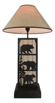 Rustic Western Black Bears In Forest Wood And Metal Bedside Desktop Table Lamp - $129.99