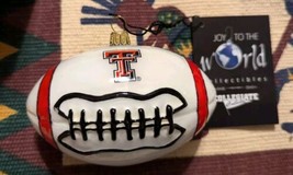 Texas Tech University Glass Football Joy To The World Christmas Ornament Poland  - $19.79