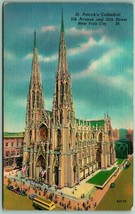 St Patrick&#39;s Cathedral New York City NY NYC UNP Linen Postcard F13 - £2.28 GBP