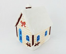 Porcelain Cookie Jar, Mountain Lodge, Snow Covered Cabin, Today&#39;s Living - $34.25