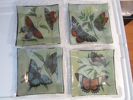 Lot of 12 Glass Trinket Candy Dishes 5.5&quot; Square Butterflies Multi Color - $109.78 MXN