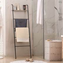 Metal Towel Blanket Ladder Storage Rack With Shelf For Bathroom, Laundry... - $41.99