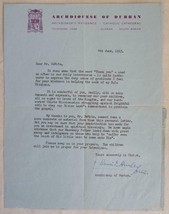 Original Vintage 1963 Denis E. Hurley Archdiocese of Durban Signed Letter - £195.75 GBP