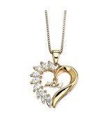 MOM 1.35 TCW 18K GOLD OVER STERLING SILVER HEART PENDANT CHARM WITH 18&#39; ... - £158.48 GBP