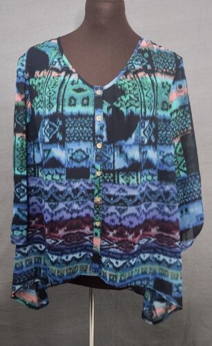 Nine West Vintage America Women’s Sz M Sheer Southwestern Oversize Tunic... - $14.95