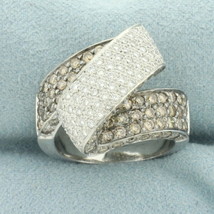 Chocolate and White Diamond Zigzag Ring in 14k White Gold - £1,212.22 GBP