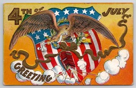 4th of July Greetings Patriotic Eagle 1908 to Hagerstown MD  Postcard C23 - £7.09 GBP