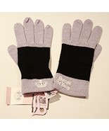 JUICY COUTURE Black Light Blue STRIPE Crown Embroidered WINTER GLOVES Wo... - £70.06 GBP