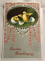 1894 Easter Greetings Chicks Hatching Embossed Postcard - £7.98 GBP