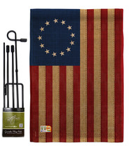Betsy Ross Vintage Burlap - Impressions Decorative Metal Garden Pole Flag Set GS - £26.84 GBP
