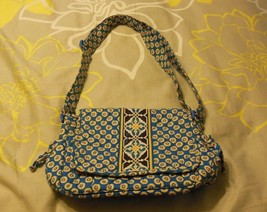 Vera Bradley Riviera Blue &amp; Yellow Handbag - $23.27