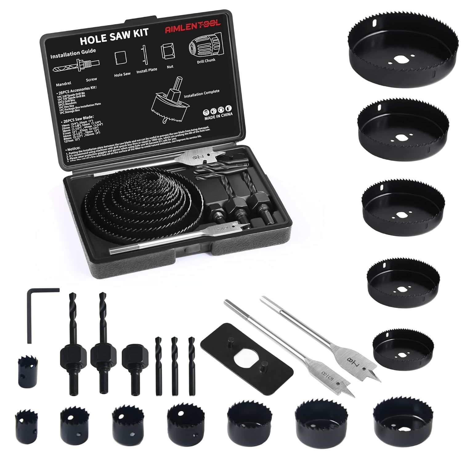 Hole Saw Set, 26Pcs Hole Saw Kit With 3/4&quot; To 5&quot; (19Mm-127Mm) Saw, Pvc B... - $35.92
