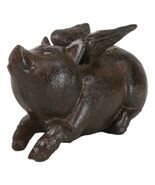 Cast Iron Whimsical Flying Winged Angel Pig Decorative Sculpture Paperwe... - $19.99